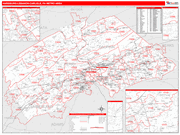 Harrisburg-Carlisle Metro Area Wall Map Red Line Style